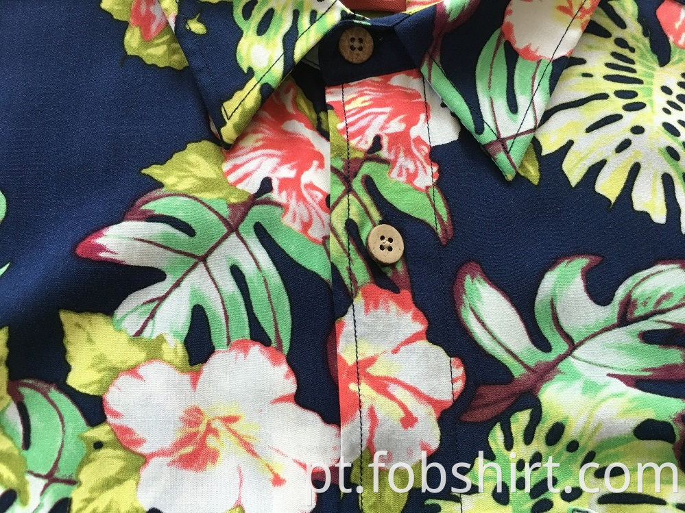 Cotton Print Hawaiian Shirt for Seaside